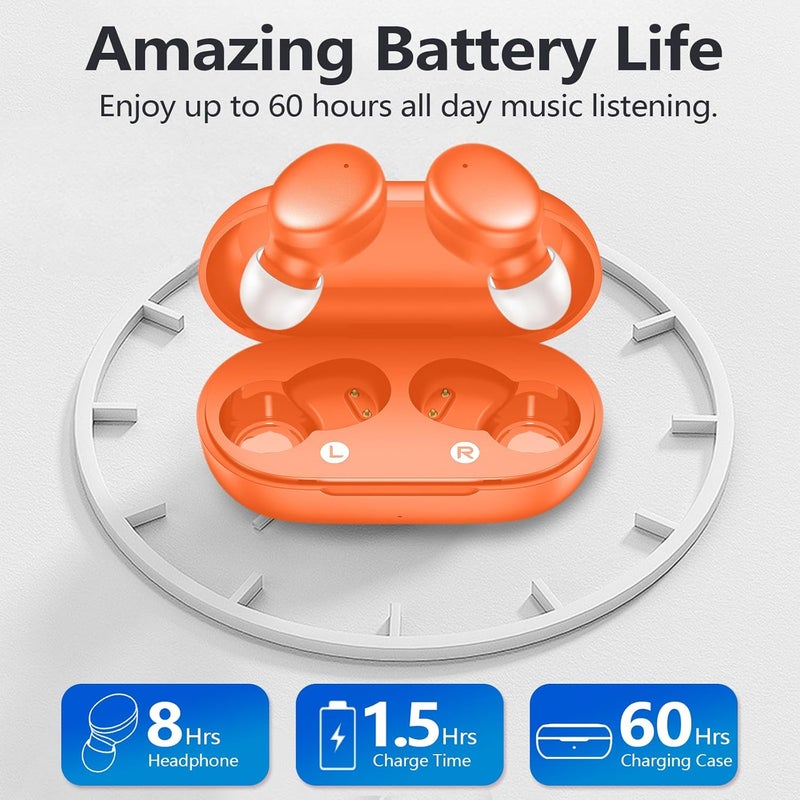 MOZOTER S8 Mini Wireless Earbuds Bluetooth 5.3 in Ear Light-Weight Headphones,60Hrs Playtime Ear Buds with Charging Case,Bluetooth Headsets,Premium Sound with Deep Bass for Sport-Orange - Image 4